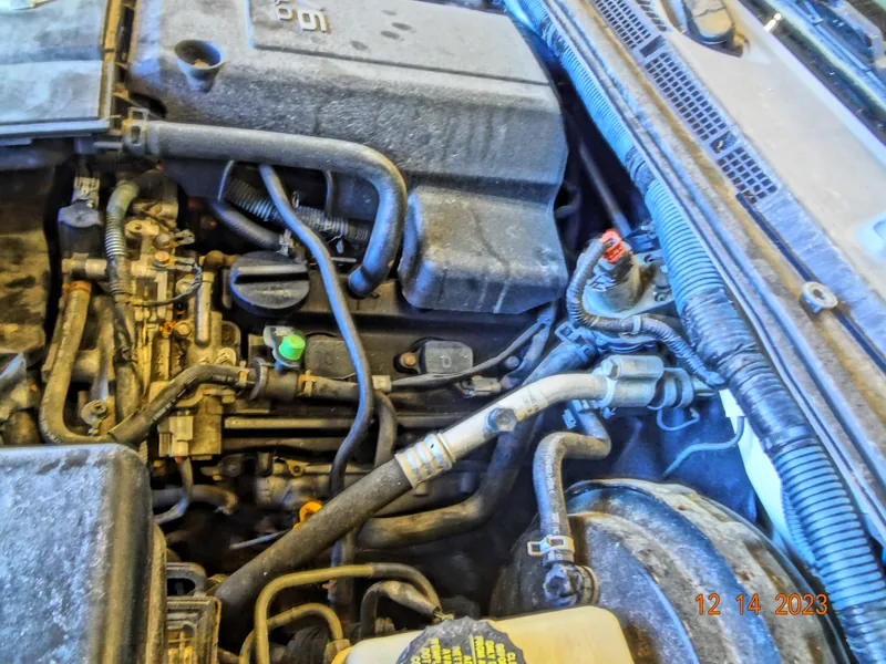 Engine bay during a repair