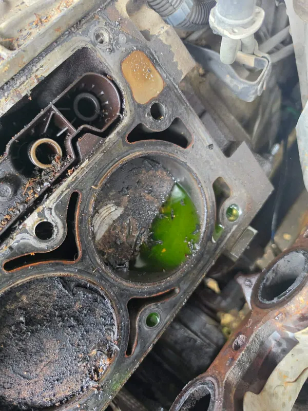 Cylinder head off during an engine repair